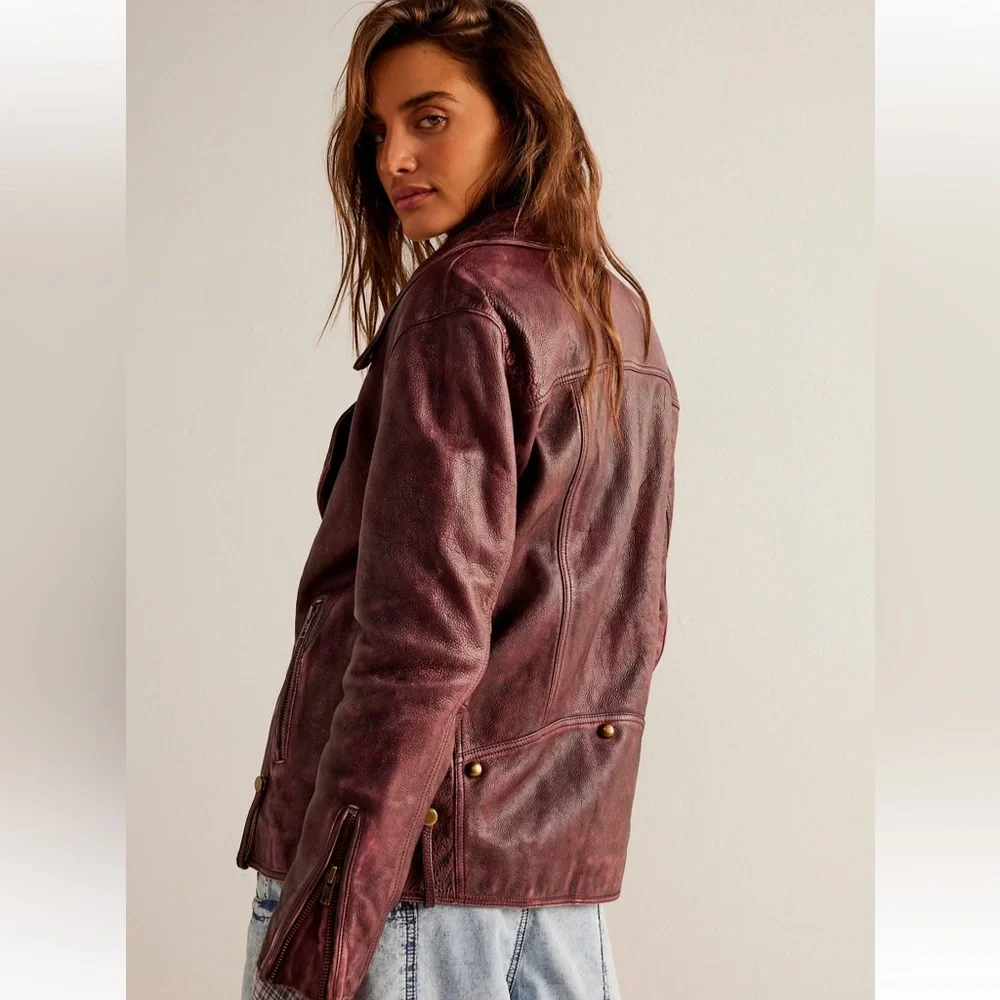✨NEW!✨Free People We The Free Jealousy Leather Moto Jacket - Picture 3 of 8